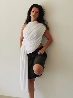 By luwa White EVA Draped Skirt